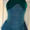 GK GREEN HALTER LADIES X-SMALL BEADED VELVET ICE FIGURE SKATE DRESS Sz AXS NWT!