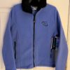 AVALANCHE "CHEER"  GIRLS SMALL OCEAN BLUE FLEECE BLACK FAUX FUR COLLAR JACKET S