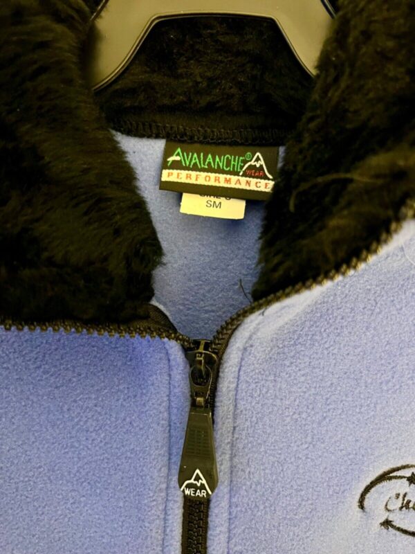 AVALANCHE "CHEER"  GIRLS SMALL OCEAN BLUE FLEECE BLACK FAUX FUR COLLAR JACKET S - Image 2