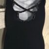 GK BLACK CAMISOLE CHILD X-SMALL DANCE LEOTARD SILVER  FOIL PRINT X-STRAPS CXS - Image 3