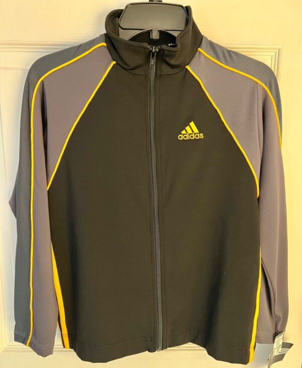 ADIDAS UNISEX CHILD LARGE By GK Elite BLACK GRAY DRY TECH MESH WARM UP JACKET L - Image 4