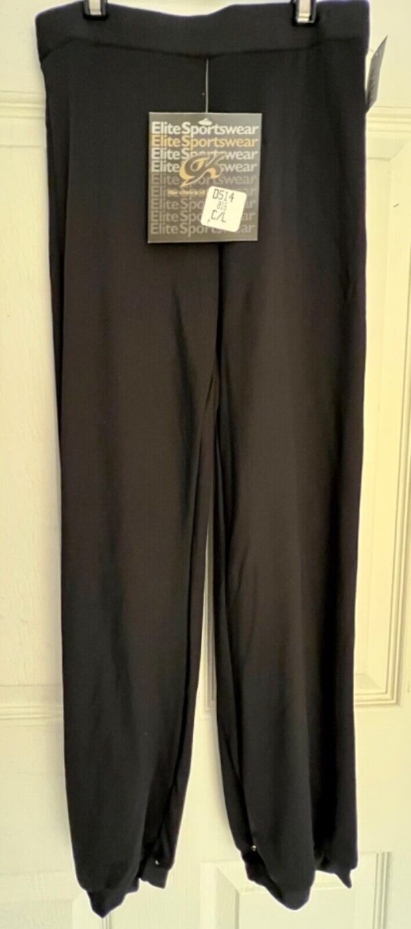 GK ELITE DANCE JAZZ CHILD LARGE BLACK NYLON JEWELED CUFFED JAZZ PANTS Sz CL NWT! - Image 9