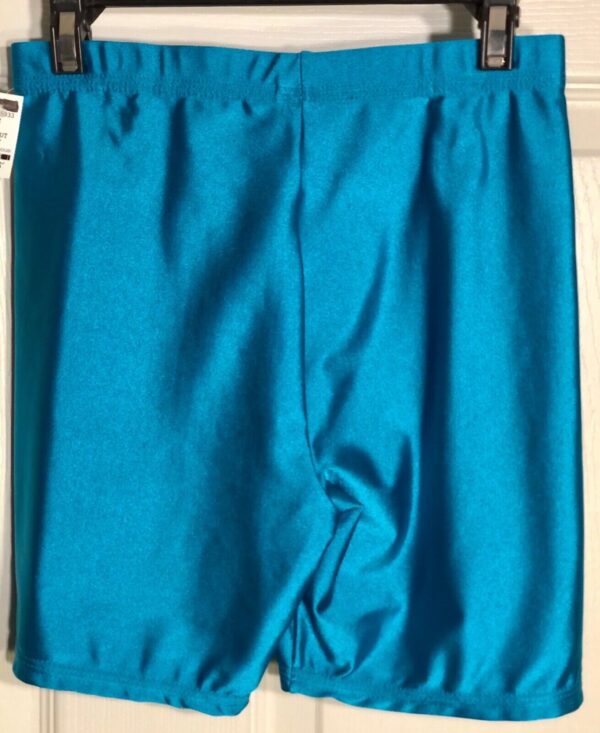 GK WORKOUT SHORTS LADIES SMALL TEAL DANCE CHEER GYMNASTICS NYLON/SPANDEX AS NWT! - Image 2