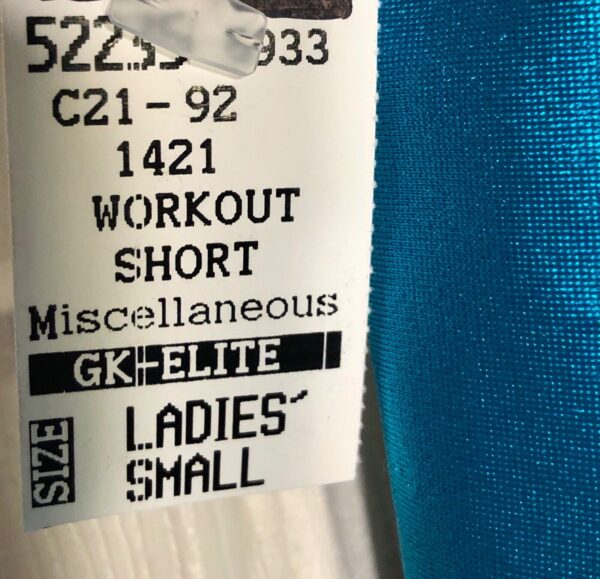 GK WORKOUT SHORTS LADIES SMALL TEAL DANCE CHEER GYMNASTICS NYLON/SPANDEX AS NWT! - Image 3