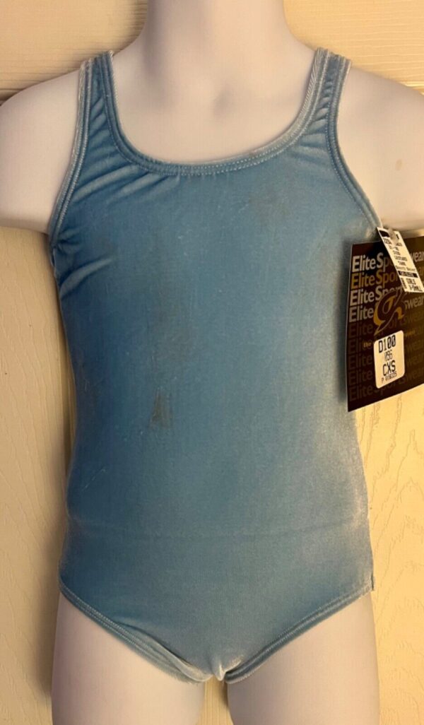 GK LIGHT BLUE CHILD X-SMALL CLASSIC VELVET BALLET DANCE GYMNAST TANK LEOTARD XS