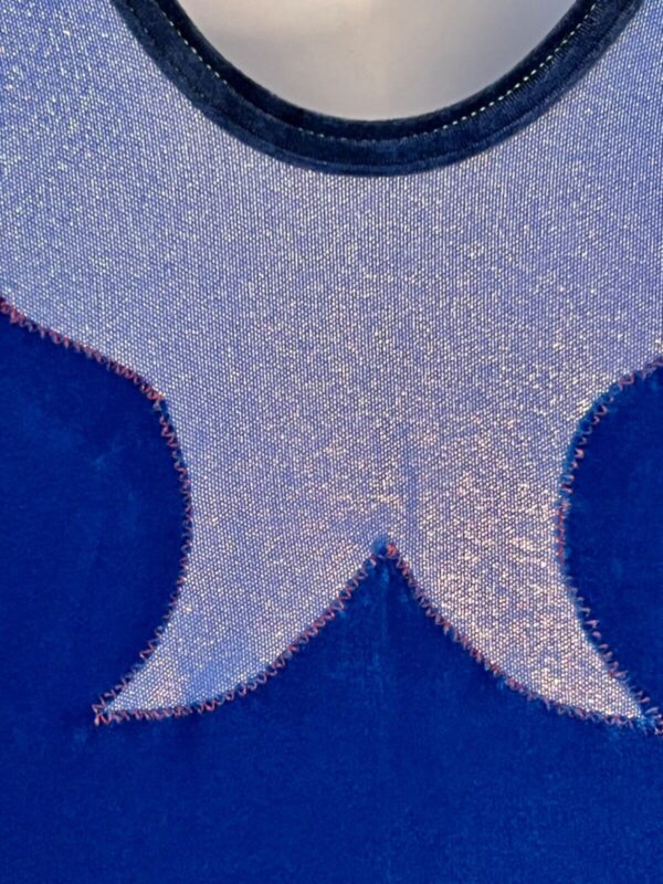 GK BLUE VELVET & GLITTER MESH ADULT SMALL ASYM GYMNASTICS DANCE LEOTARD Sz AS - Image 9