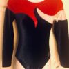 GK LgSLV LADIES SMALL NAVY VELVET RED WHITE FOIL GYMNASTICS DANCE LEOTARD Sz AS