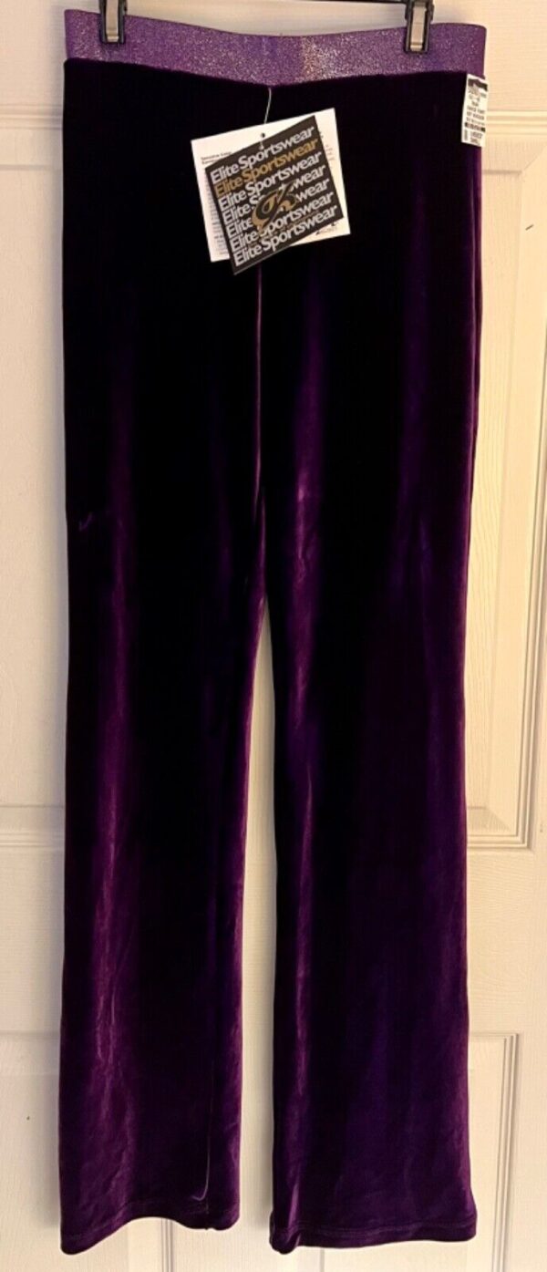 GK DANCE JAZZ LADIES SMALL PURPLE VELVET PURPLE TWILIGHT WAISTBAND PANTS SZ S - Image 2