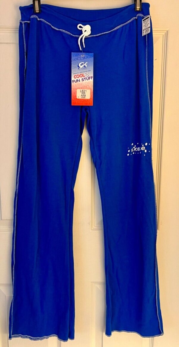 GK â€œSKATEâ€ GRAPHIC ADULT MEDIUM BLUE COTTON DRAWSTRING ATHLETIC LOUNGE PANTS M