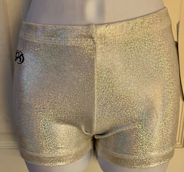 CHEER GK ADULT PETITE X-SMALL WHITE SPARKLE WORKOUT GYMNASTICS DANCE SHORTS PXS - Image 2