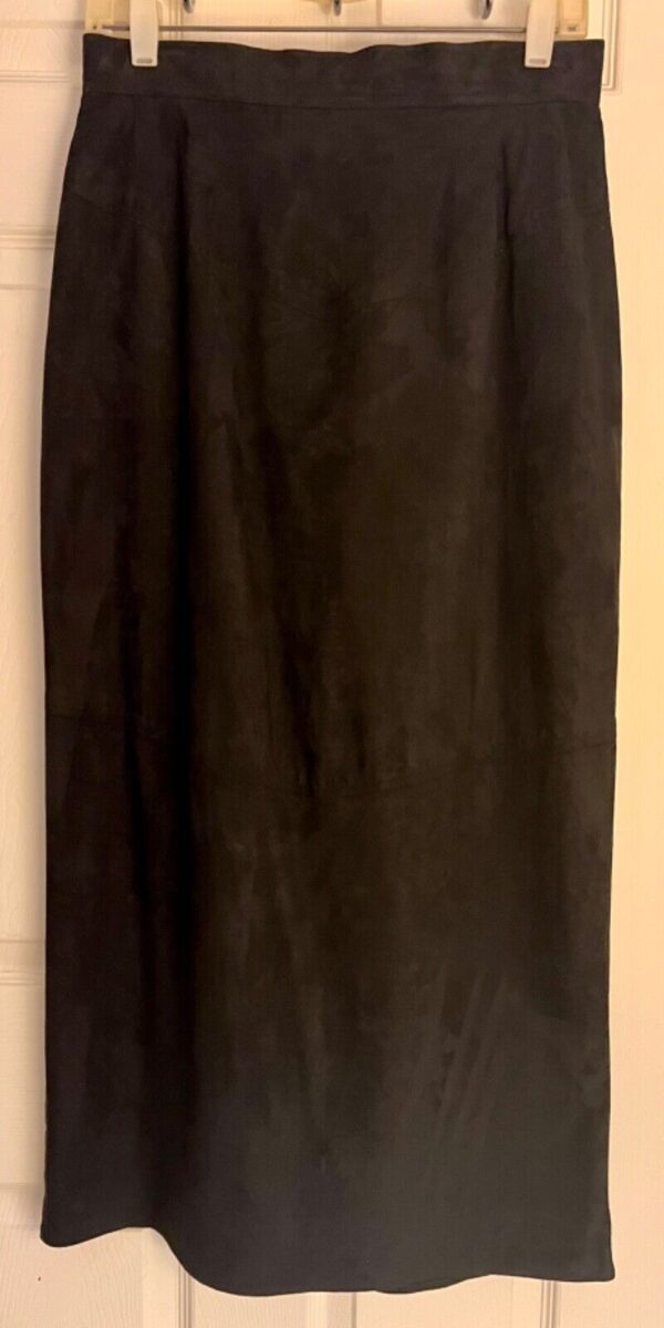 Traditional Trading Co Womens Sz 10 Long Maxi Black Faux Suede Pencil Skirt EUC!