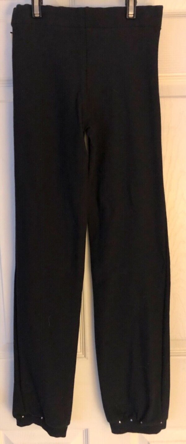 GK DANCE PANTS ADULT X-SMALL BLACK COTTON/STRCH CRYSTAL CUFFED PANTS AXS NWT! - Image 5