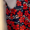 GK GREEN CHILD X-SMALL NAVY RED FLORAL PRINT VELVET GYMNASTDANCE TANK LEOTARD XS - Image 3