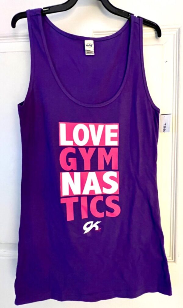 GK PURPLE TANK TOP ADULT SMALL "LOVE GYMNASTICS GK" COTTON BEACH COVER UP  Sz S - Image 7