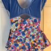 GK ICE SKATE GIRLS SMALL CAP SLV MATTE TRICOT BLUE VELVT FLORAL PRINT DRESS CS - Image 8