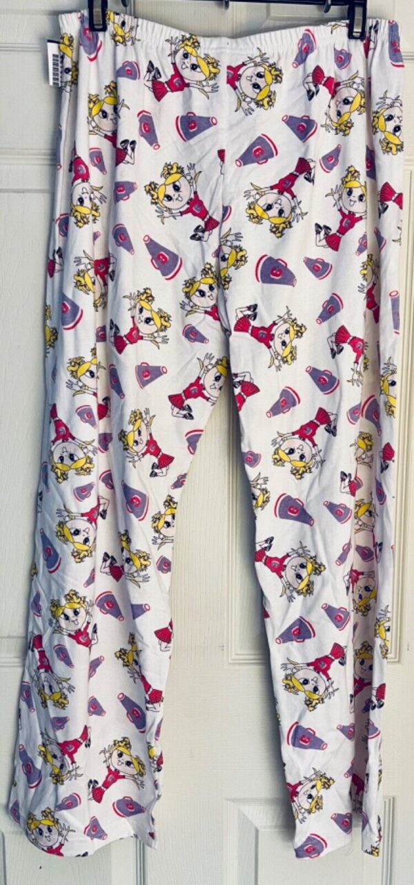 GK CHEER PJ LOUNGE PANTS LADIES MEDIUM COOL & FUN WHITE COTTON PRINT Sz AM NWT! - Image 6