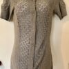 HEATHER B WOMENS SMALL SSLV LGT HEATHER GRAY BUTTON UP CROCHET TUNIC SWEATER S
