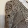 HEATHER B WOMENS SMALL SSLV LGT HEATHER GRAY BUTTON UP CROCHET TUNIC SWEATER S - Image 4