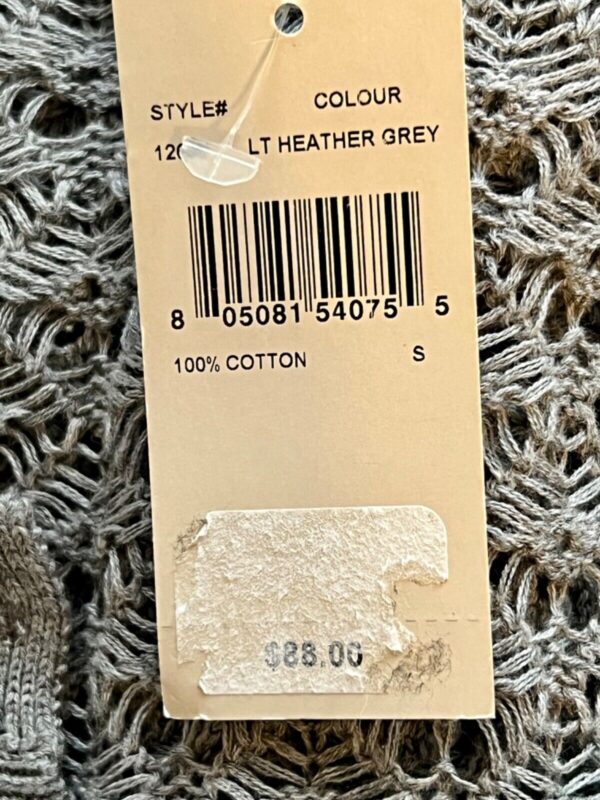 HEATHER B WOMENS SMALL SSLV LGT HEATHER GRAY BUTTON UP CROCHET TUNIC SWEATER S - Image 10