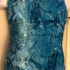 GK FADED DENIM CHILD SMALL PRINT VELVET GYMNASTIC DANCE TANK LEOTARD Sz CS NWT!