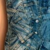 GK FADED DENIM CHILD SMALL PRINT VELVET GYMNASTIC DANCE TANK LEOTARD Sz CS NWT! - Image 3