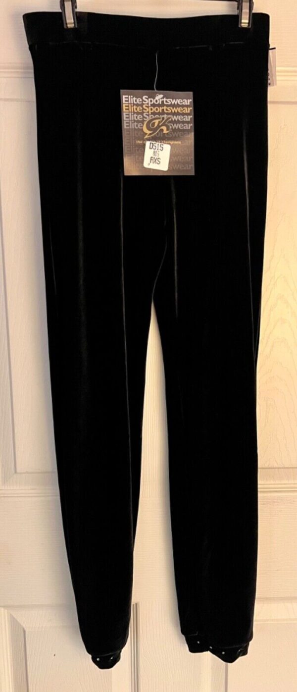 GK ELITE DANCE JAZZ LADIES X-SMALL BLACK VELVET JEWELED CUFFED JAZZ PANTS SZ XS - Image 8