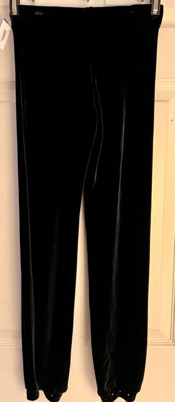 GK DANCE CHILD LARGE BLACK SMOOTH VELVET JEWELED CUFFED JAZZ PANTS JAZZ SZ CL - Image 4