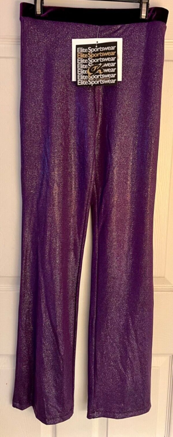 GK DANCE JAZZ LADIES SMALL PURPLE TWILIGHT PANTS PURPLE VELVET WAISTBAND SZ S - Image 2