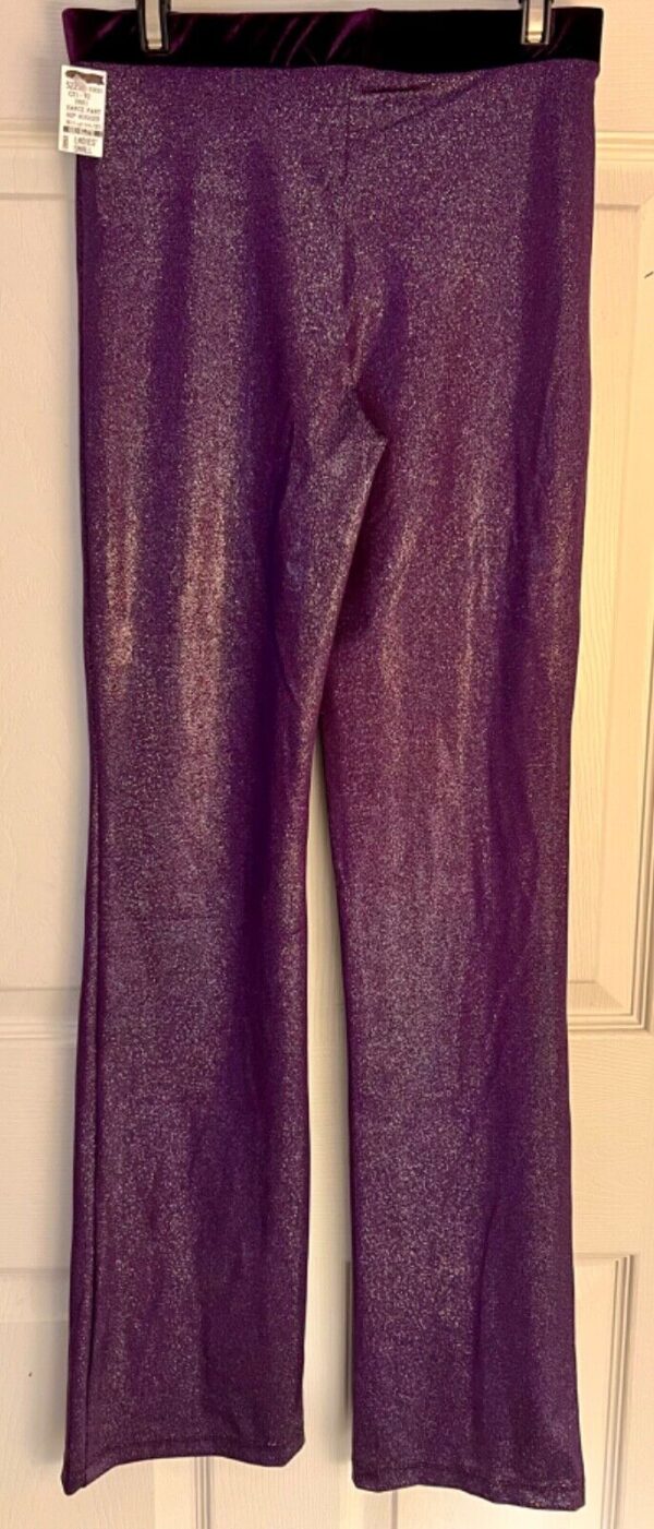 GK DANCE JAZZ LADIES SMALL PURPLE TWILIGHT PANTS PURPLE VELVET WAISTBAND SZ S - Image 4