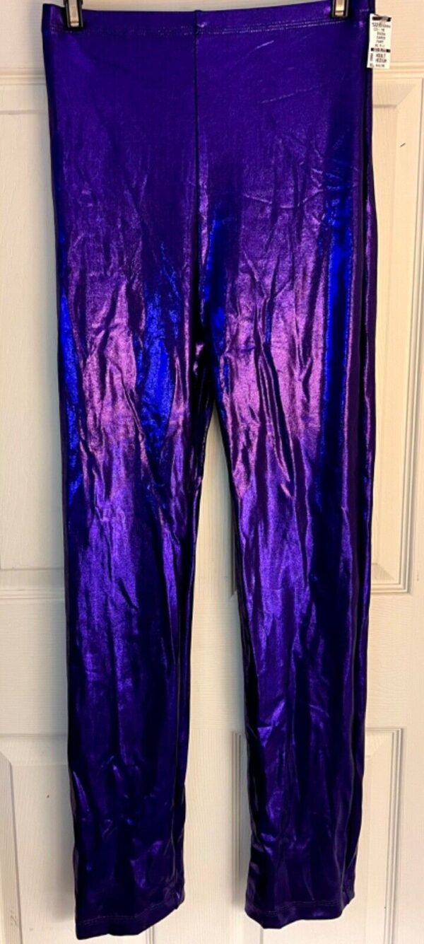 GK DANCE JAZZ ADULT MEDIUM DEEP PURPLE SHIMMERY MYSTIQUE HOLOGRAM PANTS SZ M NWT - Image 2