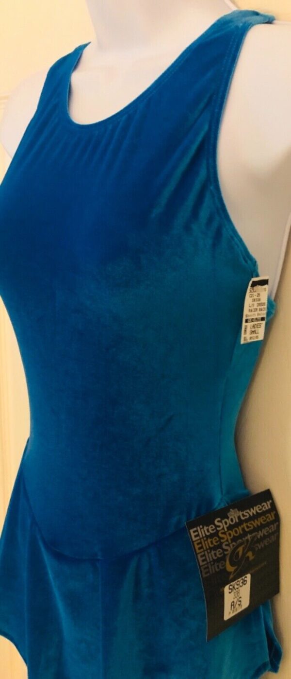 GK ICE SKATE ELECTRIC BLUE VELVET LADIES SMALL SLVLS RACERBACK TANK DRESS Sz AS - Image 4