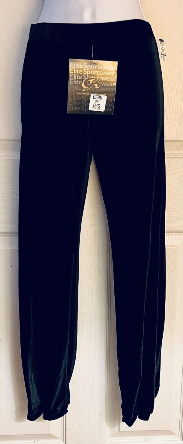 GK ELITE DANCE JAZZ LADIES SMALL BLACK VELVET CUFFED DRESS PERFORMANCE PANTS S