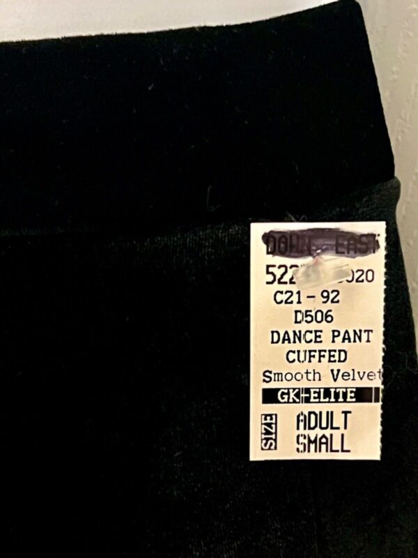 GK ELITE DANCE JAZZ LADIES SMALL BLACK VELVET CUFFED DRESS PERFORMANCE PANTS S - Image 3