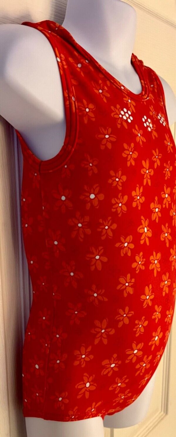 GK RED DEW DROP PRINT CHILD X-SMALL GYMNASTICS DANCE METALLIC JA TANK LEOTARD XS - Image 3