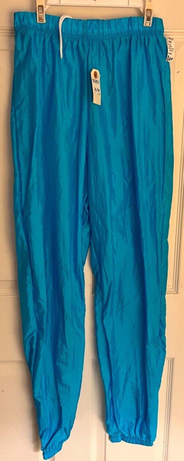 GK WARM UP ADULT MEDIUM BLUE CRINKLE NYLON GYMNASTICS CHEER ATHLETIC PANTS Sz M - Image 2