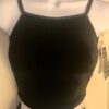 GK DANCE JAZZ GIRLS LARGE BLACK VELVET X-BACK FOIL STRAPS CAMISOLE TOP SZ L NWT