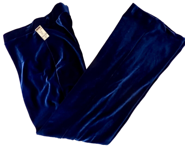 GK DANCE JAZZ LADIES SMALL BLUE VELVET BLUE VELVET WAISTBAND FLARED PANTS SZ S