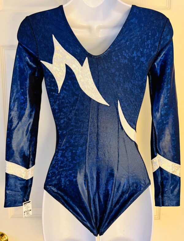 GK LgSLV MIDNIGHT SHATTERGLASS FOIL ADULT SMALL GYMNASTICS DANCE LEOTARD Sz AS - Image 7