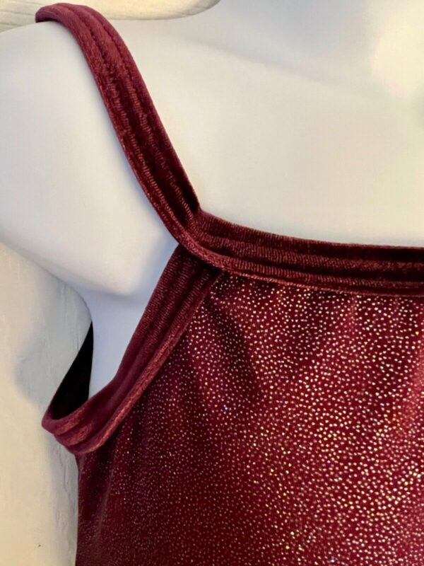 GK DANCE JAZZ GIRLS SMALL WINE TWILIGHT X-BACK VELEVT STRAPS CAMI TOP Sz CS NWT! - Image 2