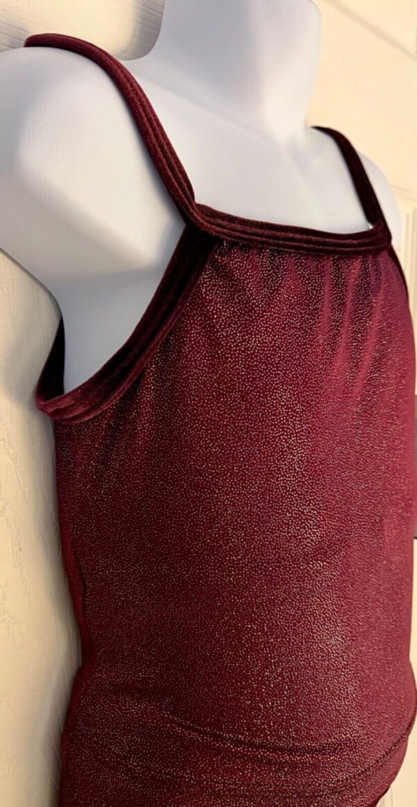 GK DANCE JAZZ GIRLS SMALL WINE TWILIGHT X-BACK VELEVT STRAPS CAMI TOP Sz CS NWT! - Image 3