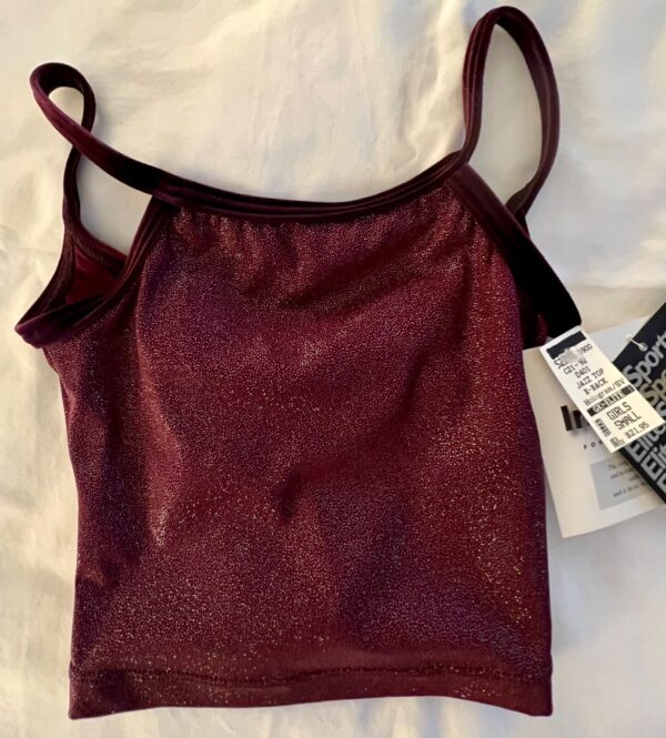 GK DANCE JAZZ GIRLS SMALL WINE TWILIGHT X-BACK VELEVT STRAPS CAMI TOP Sz CS NWT! - Image 8