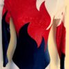GK LgSLV LADIES SMALL NAVY VELVET RED WHITE FOIL GYMNASTICS DANCE LEOTARD Sz AS