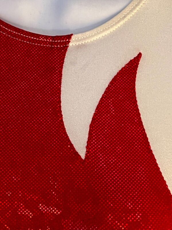 GK LgSLV LADIES SMALL NAVY VELVET RED WHITE FOIL GYMNASTICS DANCE LEOTARD Sz AS - Image 2