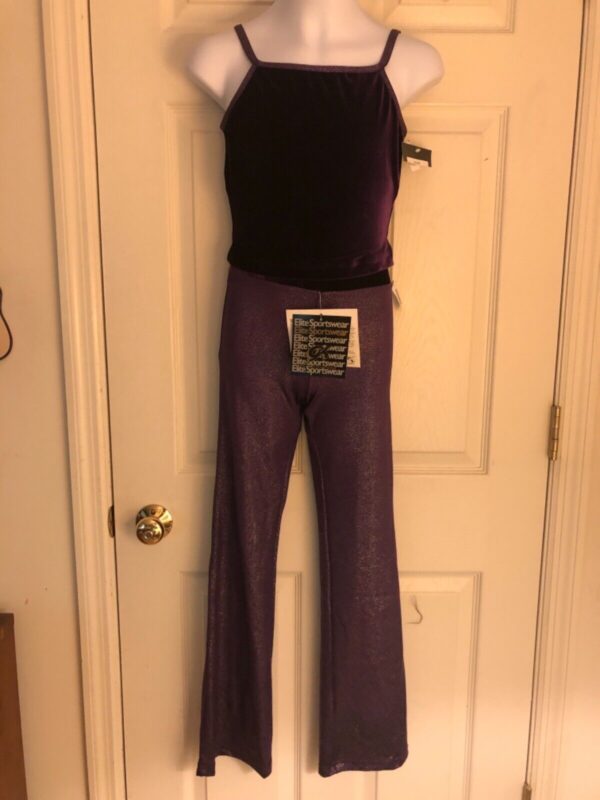 GK DANCE JAZZ PANTS CHILD LARGE PURPLE TWILIGHT FOIL VELVET WAISTBAND Sz CL NWT - Image 7