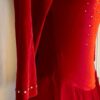 GK ICE FIGURE SKATE ADULT SMALL RED VELVET 3/4 SLV ASYMMETRIC NECK JA DRESS AS - Image 3