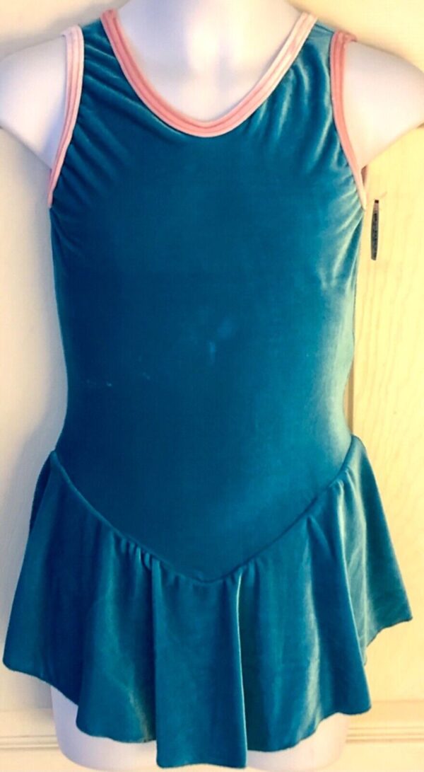 GK TURQUOISE VELVET GIRLS LARGE TANK FIGURE SKATE DRESS Sz CL WAS $65.95 NWT!