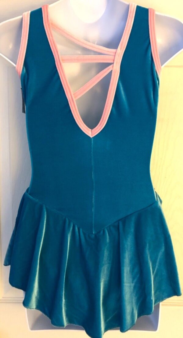 GK TURQUOISE VELVET GIRLS LARGE TANK FIGURE SKATE DRESS Sz CL WAS $65.95 NWT! - Image 5