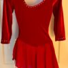 GK ICE FIGURE SKATE ADULT SMALL RED VELVET 3/4 SLV ASYMMETRIC NECK JA DRESS AS - Image 9