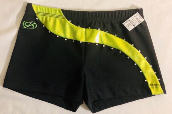 CHEER GK ADULT SMALL ASYM LEMON LIME MYSTIQUE SWIRL JA BLACK DRY TECH SHORTS AS - Image 2