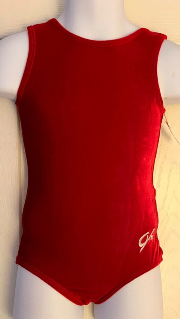 GK RICH RED CHILD X-SMALL CLASSIC VELVET BALLET DANCE GYM TANK LEOTARD SZ XS NWT